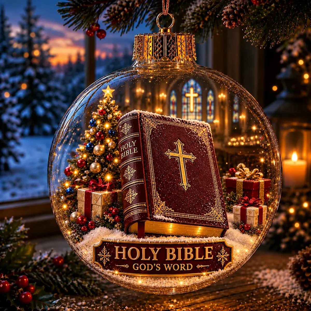 Light-Up Christian Faith Christmas Ornament