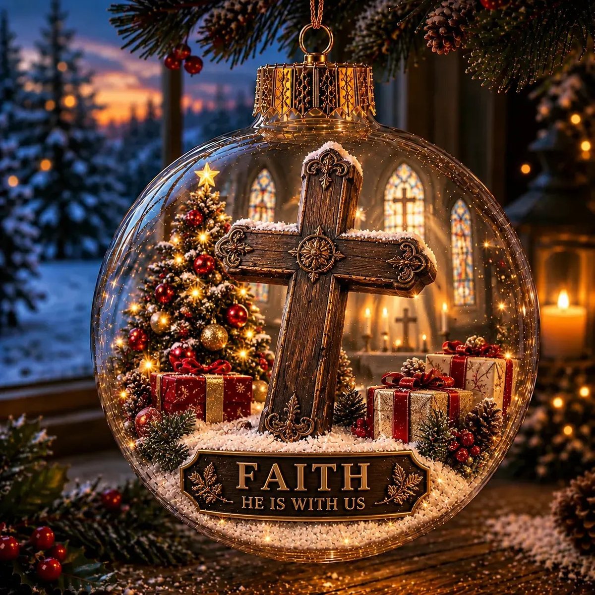 Light-Up Christian Faith Christmas Ornament view 2
