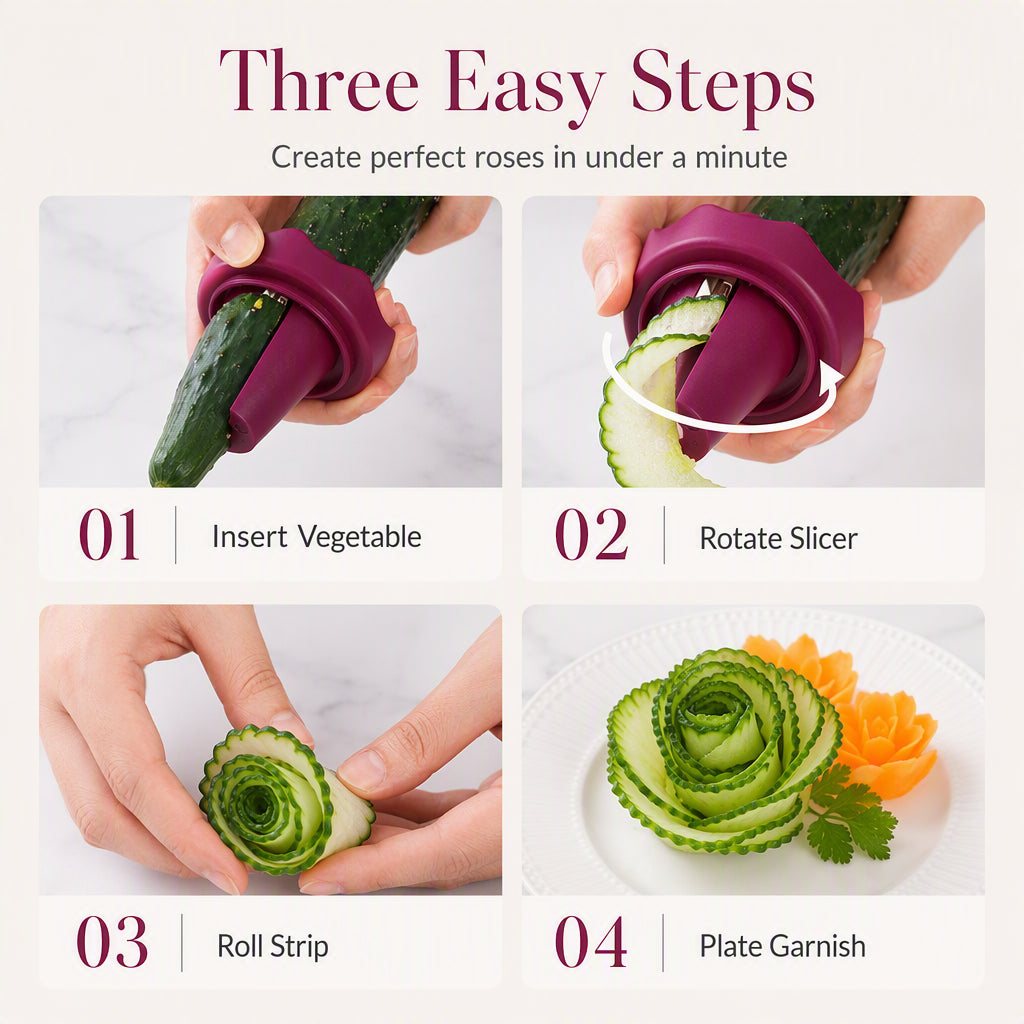 Manual Vegetable Spiralizer and Curler for Rose Flower Carving view 4