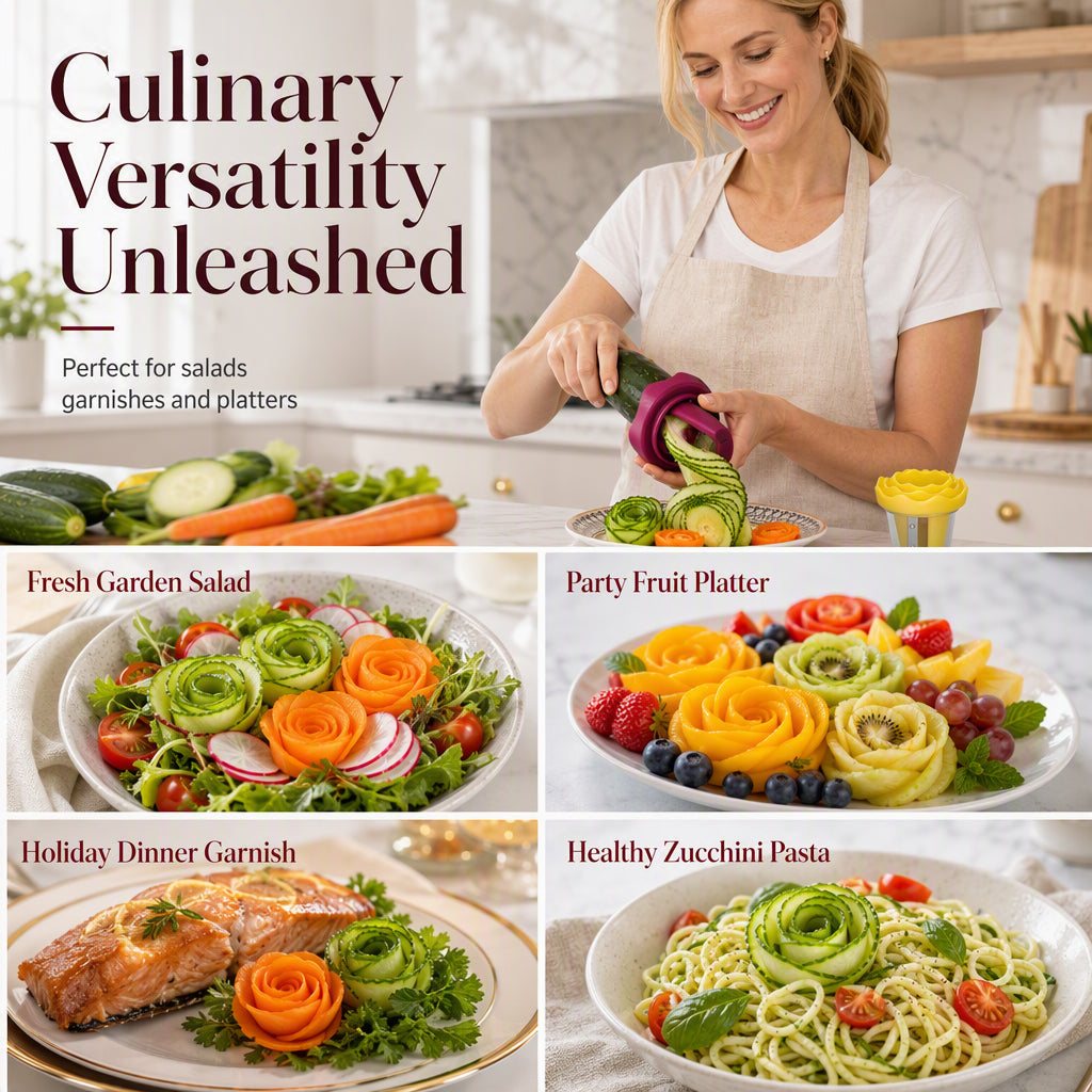 Manual Vegetable Spiralizer and Curler for Rose Flower Carving view 6