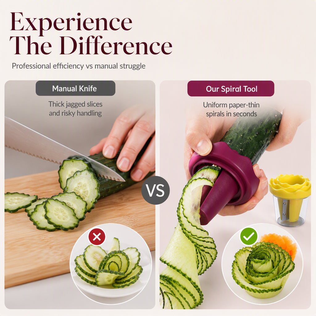 Manual Vegetable Spiralizer and Curler for Rose Flower Carving view 8